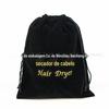 Spot hotel espartilho de flanela saco secador de cabelo saco de armazenamento de bordado saco secador de cabelo de viagem de armazenamento saco de cordão