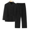 Traje Tang de Algodón y Lino para Hombre Primavera/Verano Estilo Chino Conjunto de Manga Larga Retro Étnico Holgado Ropa Tai Chi