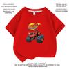 Whirlwind Chariot Camiseta de manga curta para meninos, roupas de verão para bebês, terno infantil, camisa vermelha de meia manga para meninos, 7