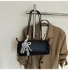 2025 Nuevo Estilo Coreano Lindo Bolso de Axila para Niña Senmeng Versátil Moda Lazo Almohada Bolso Textura Bolso de Hombro
