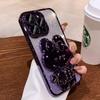 Adecuado para Apple 17Promax Conejo Electrochapado Soporte Funda para Teléfono Móvil Espejo de Maquillaje Iphone16 Brillo Degradado Cubierta Protectora