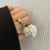 Anillo Doble Capa Escamas de Pez Brillantes para Mujer, Moda Geométrica Versátil Diseño de Nicho Anillo Abierto, Anillo Sencillo y Único para el Dedo Índice