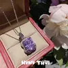 Joias Gregas Vintage Roxo Íris Pingente Grande com Pedra Colar Banquete de Casamento Roxo Uva Brincos de Zircônia conjunto