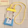 Bolsa de celular plástica de verão, fofa, de desenho animado, transparente, com airbag, à prova d'água, com areia movediça, à prova de choque, bolsa de pendurar para celular para natação