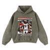 Sudadera con capucha retro de punto grueso 420 g, estilo Ins, con estampado de baloncesto, batik vintage, para Otoño e Invierno