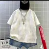 2026 Verão Nova Camiseta Tie-Dye de Manga Curta para Meninos Sorona Solta Tendência Marca Bordada Algodão Top para Crianças Mais Velhas