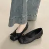 Zapatos planos estilo francés para mujer con lazo, punta poco profunda plateados, nueva colección de otoño 2026, zapatos planos de ballet con punta cuadrada, zapatos pequeños de piel