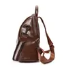 Mochila para Mujer Mochila Casual de Cuero Suave Retro para Exterior Nueva 2025 para Mujer Moda Europea y Americana Bolsa de Viaje Multiusos