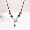 Colar de contas de cerâmica de amor de sonho bêbado feminino novo colar de corda trançada retrô chinês estilo nacional zen hanfu corrente de clavícula