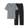 Pijama 100% Algodão Masculino, Estilo Verão Manga Curta, Pode Ser Usado Fora de Casa, Roupas de Casa Masculinas, Conjuntos Masculinos, Novo Estilo 2026