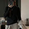 Camiseta Interior Blanca de Cuello Alto para Mujer, Mezcla de Lana Tencel, Tacto de Alta Gama, Versátil Estilo Coreano, Top Engrosado Cepillado