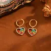Accesorios de Circonita Cruzada Cuentas Redondas de Colores Collar con Corazón Pendientes Personalidad de Mujer Acero Inoxidable Collar Pendiente Set