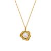 Marca Europea y Americana ins joyería gargantilla flor de loto imitación perla collar acero titanio chapado oro 18K cadena clavícula