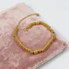Pulseira Tecida à Mão Dourada Cor de Areia Antiga Envolvida em Placa, Anel Liso, Nicho Retro Dominador, Estilo Casual e Preguiçoso