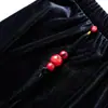Pantalones de terciopelo dorado de pierna ancha para mujeres de mediana edad, color liso, nuevo estilo otoño e invierno 2026, pantalones rectos versátiles de cintura alta para mujeres de mediana edad y mayores