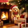Bestseller transfronteiriço: Pingente de carro de acrílico plano 2D de Natal, novo, fofo, cachorrinho de pelúcia, decoração, presente