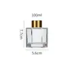 Botella hexagonal de aromaterapia de 50/100 ml botella vacía botella volátil de aceite esencial de flor seca de ratán botella difusora de fragancia sin fuego botella de vidrio