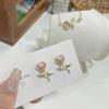 Pendientes Chanel de Aguja de Plata S925 Perla Rosa Elegantes Exquisitos Collar Pulsera Versátil Conjunto de Tres Piezas para Mujer 135