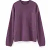 Suéter de Color Taro con Cuello Redondo Otoño Nuevo Estilo Tejido Fino Brillante con Lentejuelas Top para Mujer Holgado Perezoso Base para el Trabajo