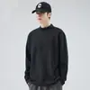 Camiseta base de algodón puro estilo americano con cuello medio alto para hombre, primavera y otoño 2026, nueva, blanca, de manga larga, top versátil