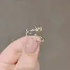 Anel em Formato de Rosa para Mulheres, Prata Esterlina S925, Popular na Europa e América, Anel Aberto Ajustável, Moda Versátil de Luxo Leve de Nicho