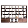 Librería nórdica de madera maciza, sencilla y moderna, de roble y nogal negro, para almacenamiento en el suelo.