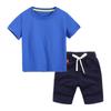 Traje corto de manga corta para niños, verano, coreano, color sólido, camiseta para niños, nuevo, algodón, para niños y niñas, dos piezas, venta al por mayor
