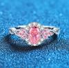 S925 corpo inteiro prata esterlina ovo rosa diamante 5A zircão anel feminino luz luxo lindo alto nível ornamentos de prata 5*7mm