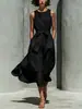2026 Nuevo Vestido sin Mangas Transfronterizo Más Vendido en Amazon con Cuello Redondo, Cintura de Corbata, Dobladillo Irregular y Falda Larga