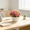 Bonsai de Simulação 31 Rosas Hibisco Hemisfério Plantas Verdes Enfeites Decoração Criativa para Casa Plástico Flor Artificial Exibição de Planta em Vaso