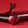 Pingente de Cinábrio Cru, Conexão Coração a Coração, Boa Sorte para Homens e Mulheres em Seu Ano Zodiacal, Colar de Presente de Aniversário para Casal, Estilo de Casal no Atacado