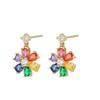 Brincos de zircônia colorida moda europeia e americana para mulheres, pétalas românticas em formato de flor, nova personalidade, temperamento doce, alta qualidade, personalizado