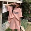 Traje deportivo de celebridad de internet para mujer, verano, fino, exterior, talla pequeña, holgado, casual, traje de correr, manga corta, shorts, conjunto de dos piezas