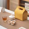 Juego de té de viaje de alta gama de porcelana jade grasa de oveja para exteriores, taza exprés de cerámica de una tetera y 3 tazas, juego de té de viaje portátil