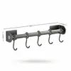 Estante de Almacenamiento para Cocina, Ganchos para Cocina, Barra con Ganchos Móviles, Barra Colgante sin Taladro, Soporte para Espátulas y Cucharas, Almacenamiento Montado en Pared