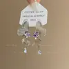 Pendientes de Borla de Mariposa de Alta Belleza de Lujo Ligero Largos Moda Francesa Pendientes de Zirconia Morada Nuevos Pendientes de Verano