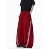 Calça casual color block com listras diagonais para homens, novo design moderno, calça versátil simples de perna larga, solta, reta