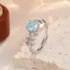 Nuevo Anillo de Rama Hoja Estilo Mori con Piedras de Zirconia de Colores Lujo Ligero Exquisito Ajustable Anillo Abierto Cadena de Suministro Transfronteriza Joyería