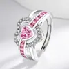 Anillo de Amor Rosa con Diamantes de Moda Estilo Europeo y Americano Transfronterizo Anillo Abierto Ajustable para Mujer Anillo de Pareja