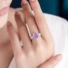 Anillo para Mujer Seiko Tesoro de Color con Incrustaciones Corte Flor de Hielo Anillo de Zirconio Ceniza Simple Combinable Cuadrado Rosa Seca Diamante de Alto Carbono