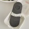 Meias femininas de primavera e verão, novo estilo, estampa floral pequena, cor sólida creme, meias femininas de algodão em malha, meias finas invisíveis de corte baixo tipo sapatilha para mulheres