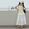 Vestido de Verão para Meninas 2026 Novo Modelo para Crianças Maiores, Conjunto de Duas Peças com Manga Curta e Saia Três Quartos, Vestido de Princesa para Meninas