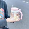 Vaso de Agua de Gran Capacidad Vaso de Vidrio con Pajita para Separación de Té de Verano para Niñas Vaso para Té de Alto Valor Cromático Vaso de Regalo