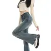 Jeans Acampanados Vintage de Tiro Alto para Mujer, Diseño de Nicho Desgastado, Corte Delgado, Elásticos, Versátiles, Pantalones Bootcut de Largo Completo
