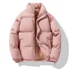 Comercio exterior ropa de invierno para hombre color liso estampado holgada cálida acolchada de algodón para parejas marca de moda estilo Hong Kong cuello cómoda nueva chaqueta acolchada de algodón