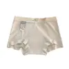 Populares Pantalones Cortos Tipo Boxer para Mujer Grado 10A Sin Costuras con Refuerzo de Algodón Extendido, Cintura Media, Transpirables, Ligeros, Tela de Seda de Hielo Enfriadora