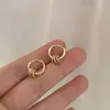 Aretes de Argolla Coreanos Exquisitos de Circonita Circular Lujo Ligero Nicho Temperamento Celebridad de Internet Diseño de Alta Gama