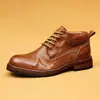 Envío en 5 díasBotas de Cuero de Caballo para Hombre, Lavadas, Hechas a Mano Goodyear Amejaji Workwear Botas Martin para Invierno