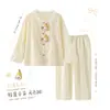 Pijama elegante y de alta gama para niñas para primavera y otoño, algodón nube de manga larga, nuevo modelo 2026, ropa de casa para niños y niñas mayores