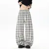 Novedad Otoño 2026 Pantalones Casuales de Cuadros de Alta Gama Transpirables de Pierna Ancha con Caída para Hombre, Pantalones Largos de Talla Grande, Modernos